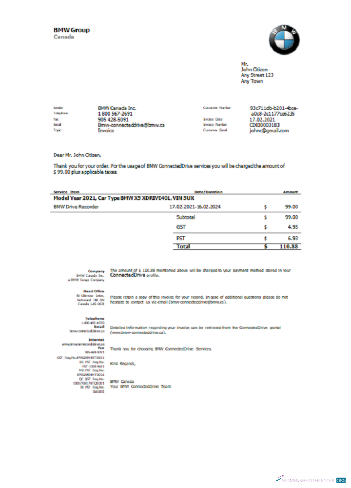 Download USA BMW invoice (2) Photoshop template